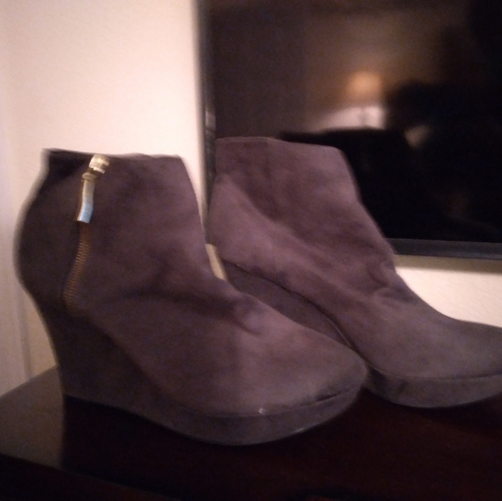 Christian Siriano, grey suede ankle boots